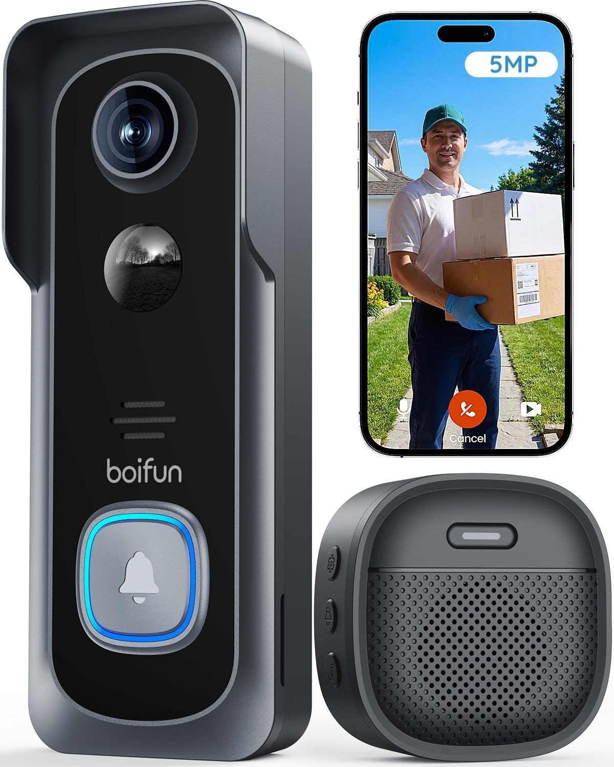 BOIFUN 5MP Doorbell Camera
